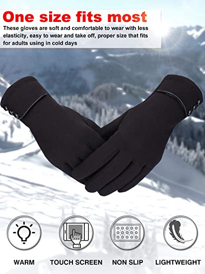 Loritta 3 Pairs Women Winter Gloves Warm Touchscreen Gloves Windproof Gloves for Women Girls Winter