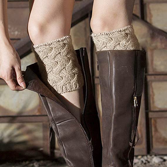 Loritta 4 Pairs Women Boot Cuffs Short Socks Knit Toppers Leg Warmers Gifts