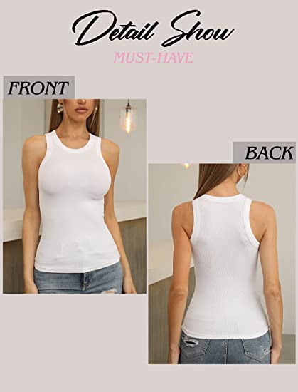 Women's Sleeveless Strappy Tank Square Neck Double Layer Workout Fitness Casual Basic Crop Tops