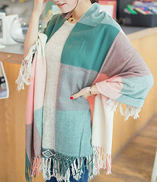 Loritta Winter Scarfs for Women, Plaid Warm Shawl and Wraps Scarves One Size