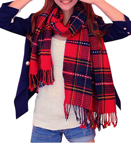 Loritta Women's Fashion Long Shawl Big Grid Winter Warm Lattice Large Scarf