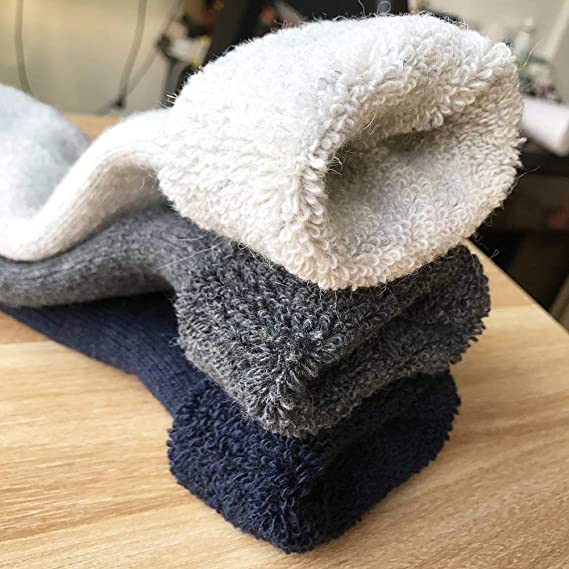 Mens Heavy Thick Wool Socks - Soft Warm Comfort Winter Crew Socks