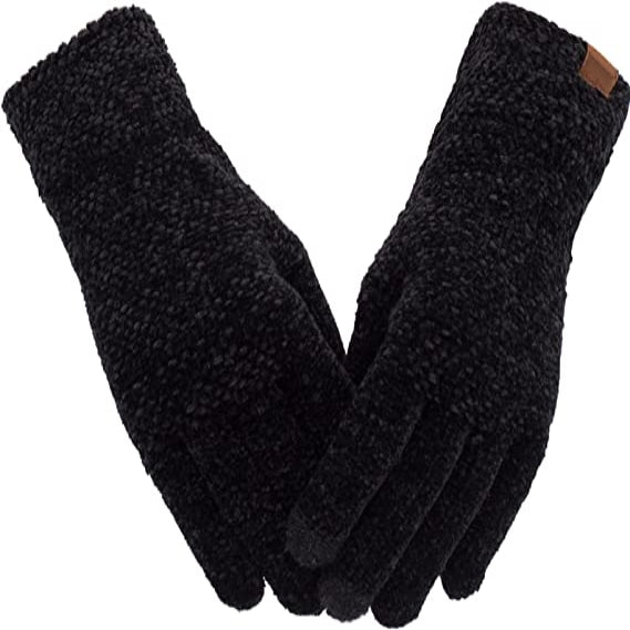 Loritta Touchscreen Gloves for Women Chenille Warm Cable Knit with 3 Touch Screen Fingers Texting Elastic Cuff Thermal Glove