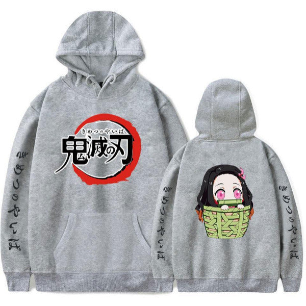 Demon Slayer Nezuko Grey Printed Hoodies