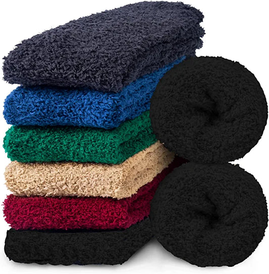 Loritta 6 Pairs Men Fuzzy Socks Warm Soft Fluffy Winter Slippers Socks