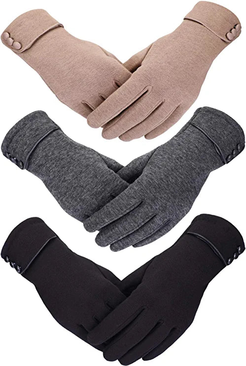 Loritta 3 Pairs Women Winter Gloves Warm Touchscreen Gloves Windproof Gloves for Women Girls Winter