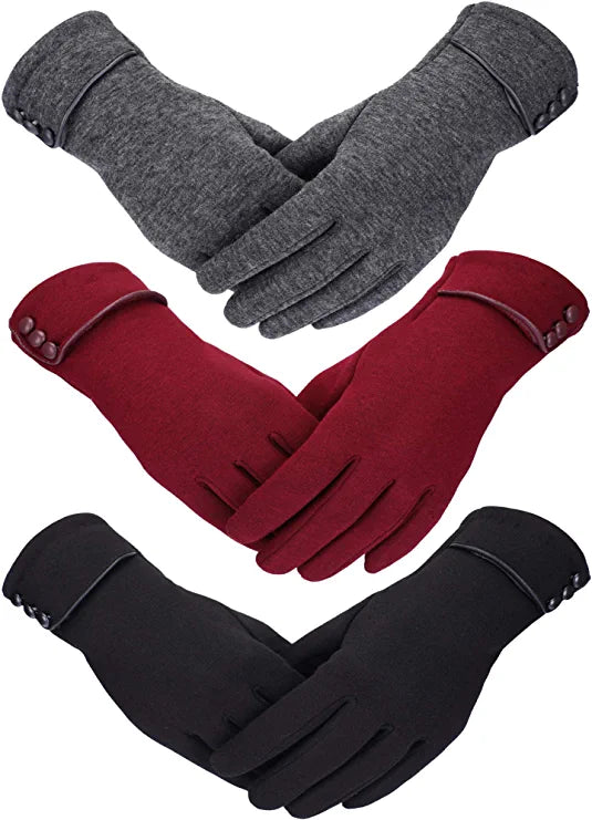 Loritta 3 Pairs Women Winter Gloves Warm Touchscreen Gloves Windproof Gloves for Women Girls Winter