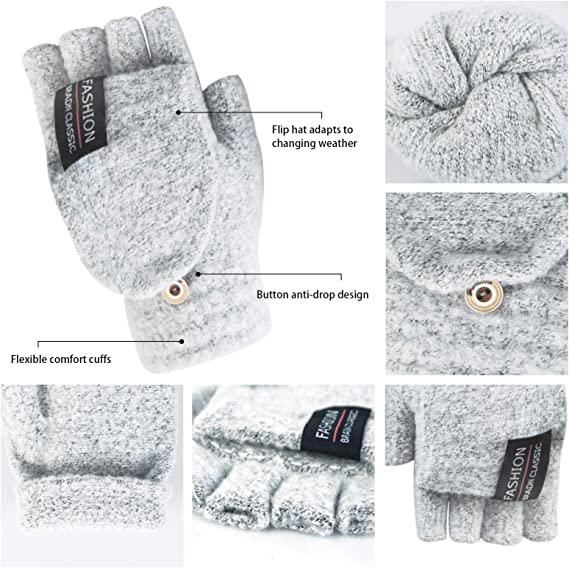 Loritta Womens Winter Gloves-4 Pack Warm Knitted Convertible Fingerless Gloves