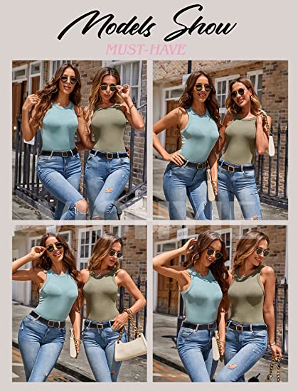 Women's Sleeveless Strappy Tank Square Neck Double Layer Workout Fitness Casual Basic Crop Tops