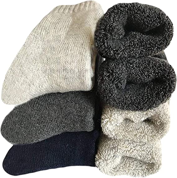Mens Heavy Thick Wool Socks - Soft Warm Comfort Winter Crew Socks