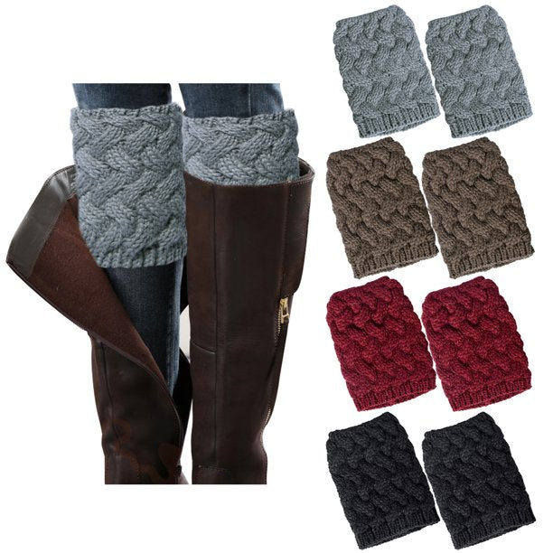 Loritta 4 Pairs Women Boot Cuffs Short Socks Knit Toppers Leg Warmers Gifts