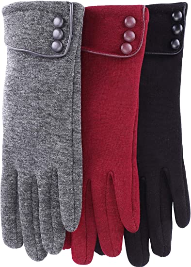 Loritta 3 Pairs Women Winter Gloves Warm Touchscreen Gloves Windproof Gloves for Women Girls Winter