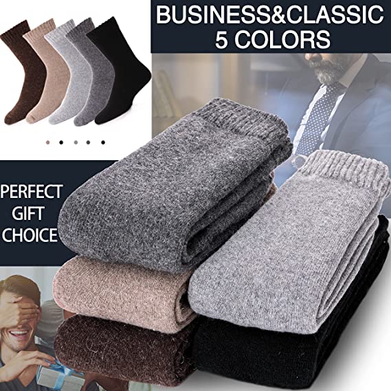 Loritta 5 Pairs Womens Merino Wool Socks Thick Knit Warm Cushion Wool Socks for Women