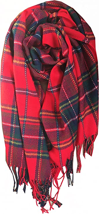 Loritta Women's Fashion Long Shawl Big Grid Winter Warm Lattice Large Scarf