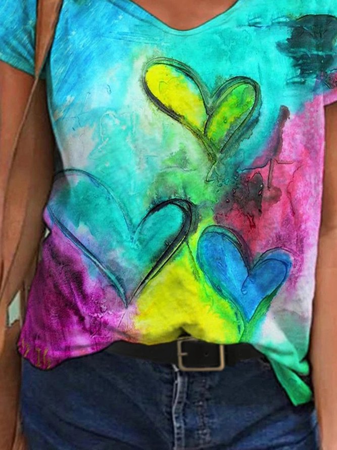 short-sleeve-paneled-cotton-v-neck-casual-t-shirts-img-show