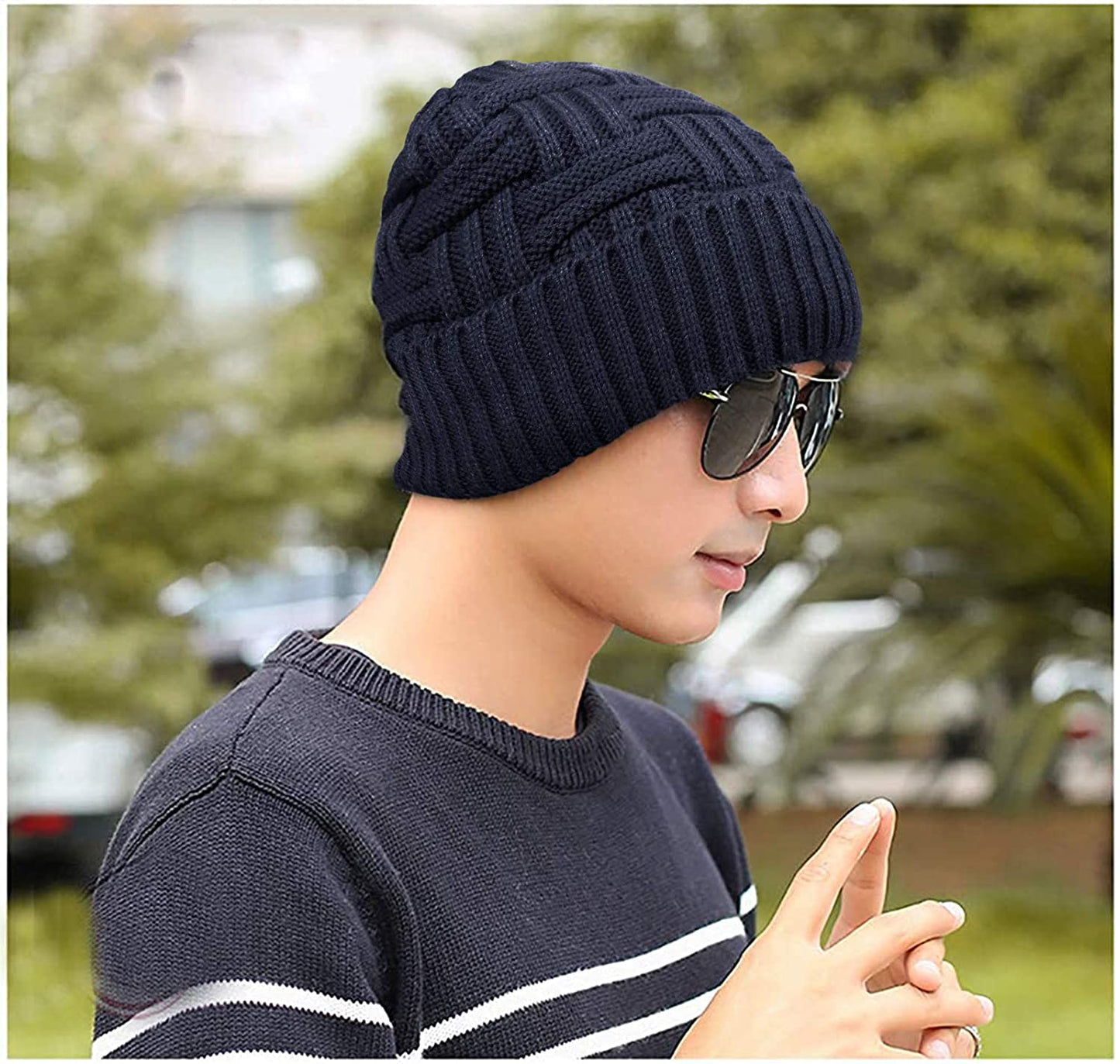 Winter Knitted Wool Thick Baggy Slouchy Beanie Skull Cap