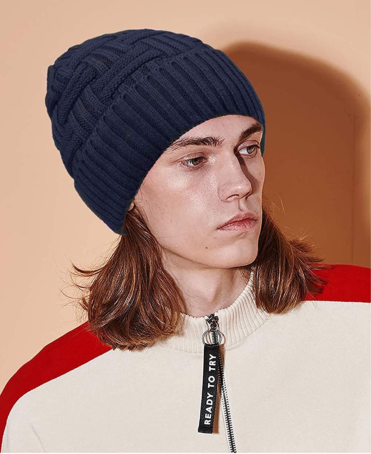 Winter Knitted Wool Thick Baggy Slouchy Beanie Skull Cap