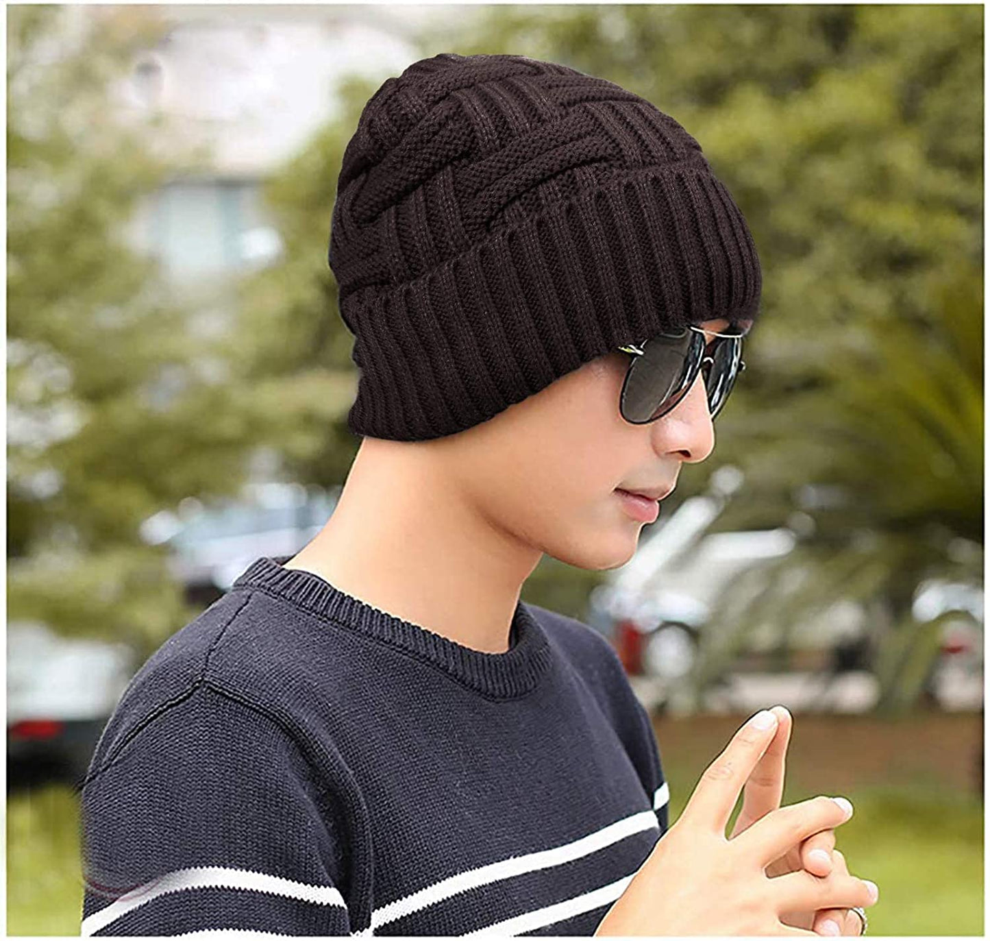 Winter Warm Knitted Wool Thick Baggy Slouchy Beanie Skull Cap