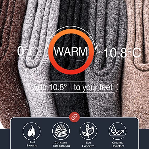 Loritta 5 Pairs Womens Merino Wool Socks Thick Knit Warm Cushion Wool Socks for Women