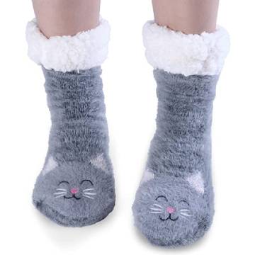 Loritta Womens Fuzzy Slipper Socks With Grippers Cozy Warm Cute Animal Gifts