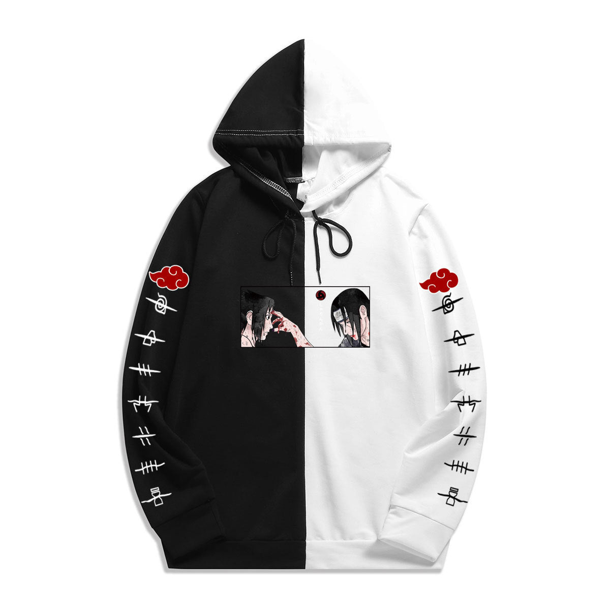 Japan Anime Naruto Itachi Splicing Printed Hoodie Sweatshirt Pullover Casual Hoodies