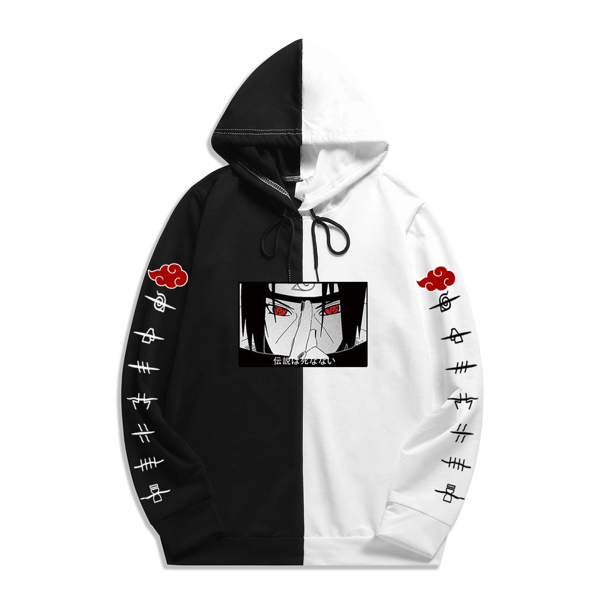Anime Naruto Itachi Uchiha Splicing Printed Hoodie Sweatshirt Pullover Casual Hoodies