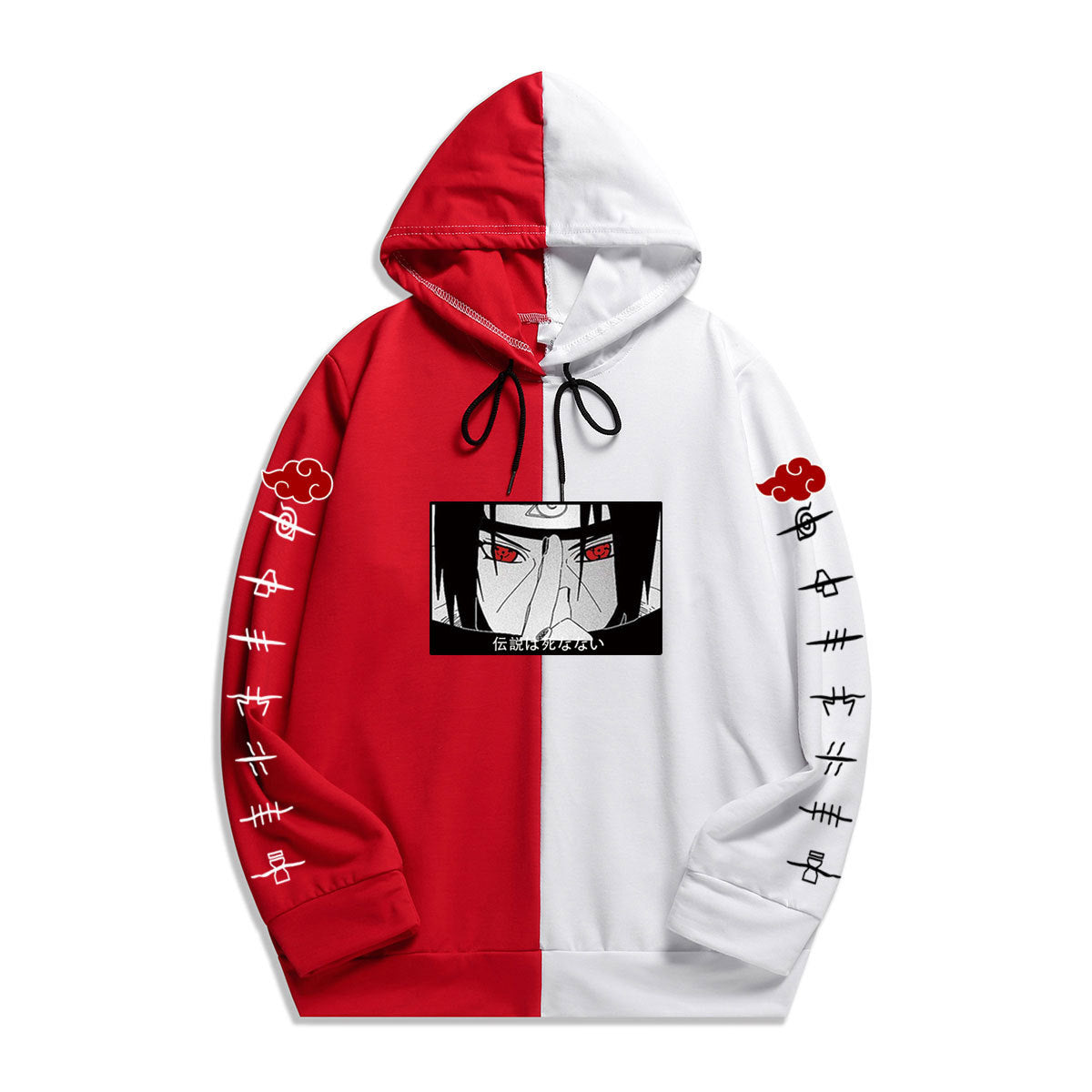 Anime Naruto Itachi Uchiha Splicing Printed Hoodie Sweatshirt Pullover Casual Hoodies