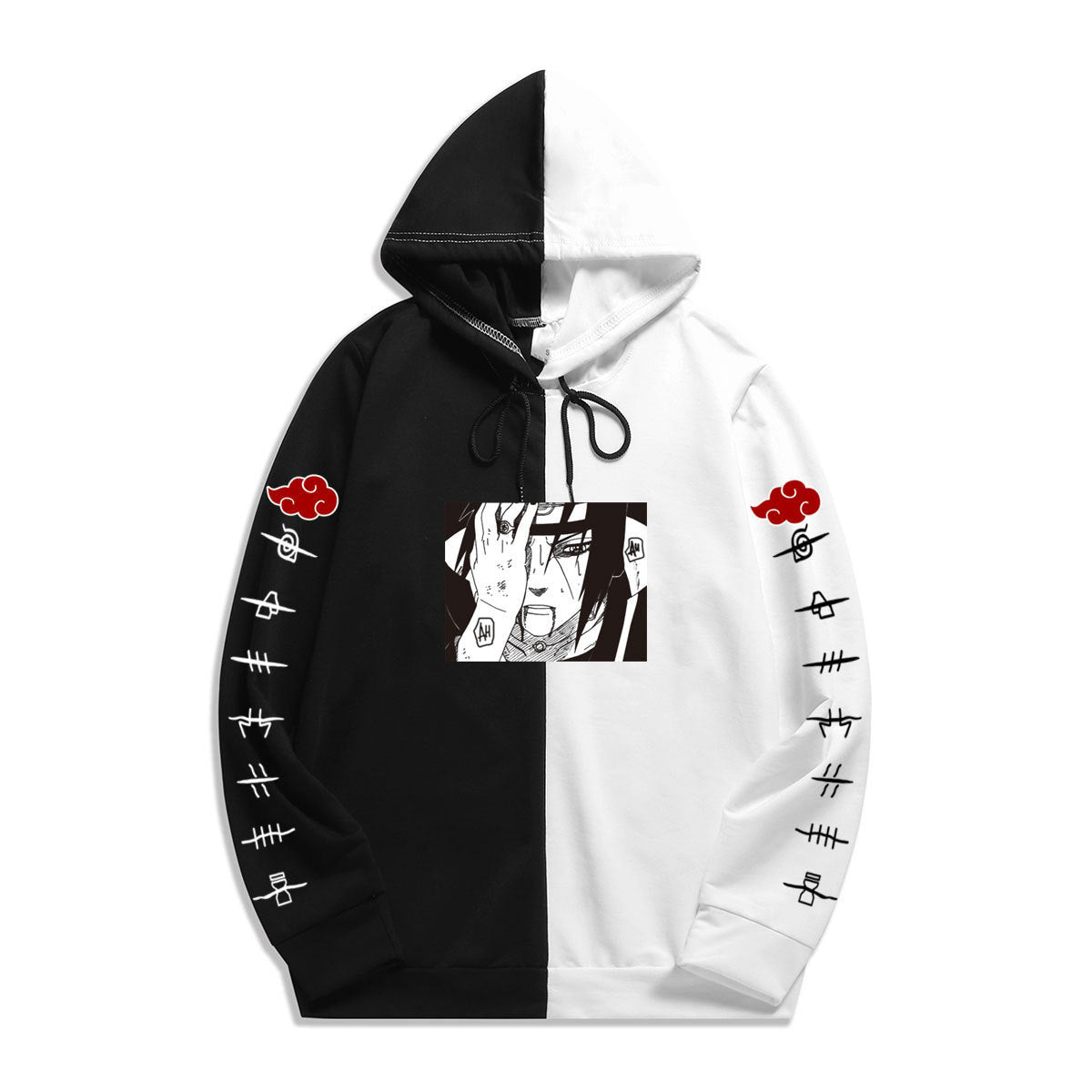 Japanese Anime Naruto Itachi Splicing Printed Hoodie Sweatshirt Casual Hoodies