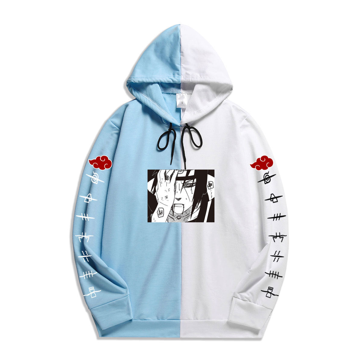 Japanese Anime Naruto Itachi Splicing Printed Hoodie Sweatshirt Casual Hoodies