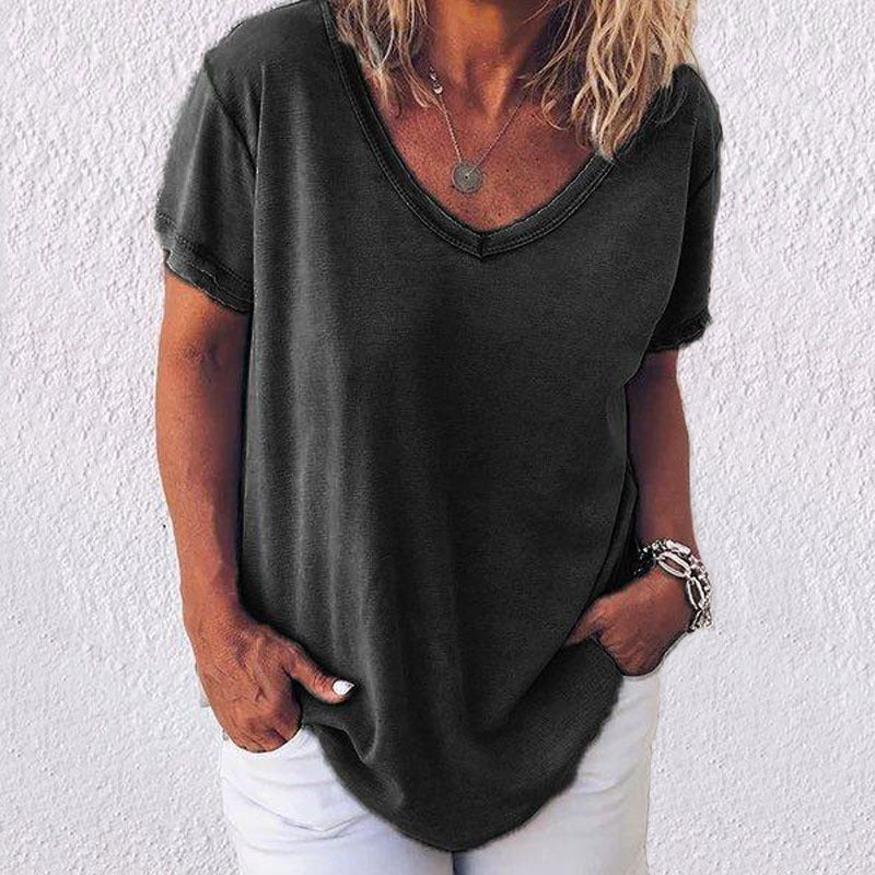 short-sleeve-paneled-cotton-v-neck-casual-t-shirts-img-show