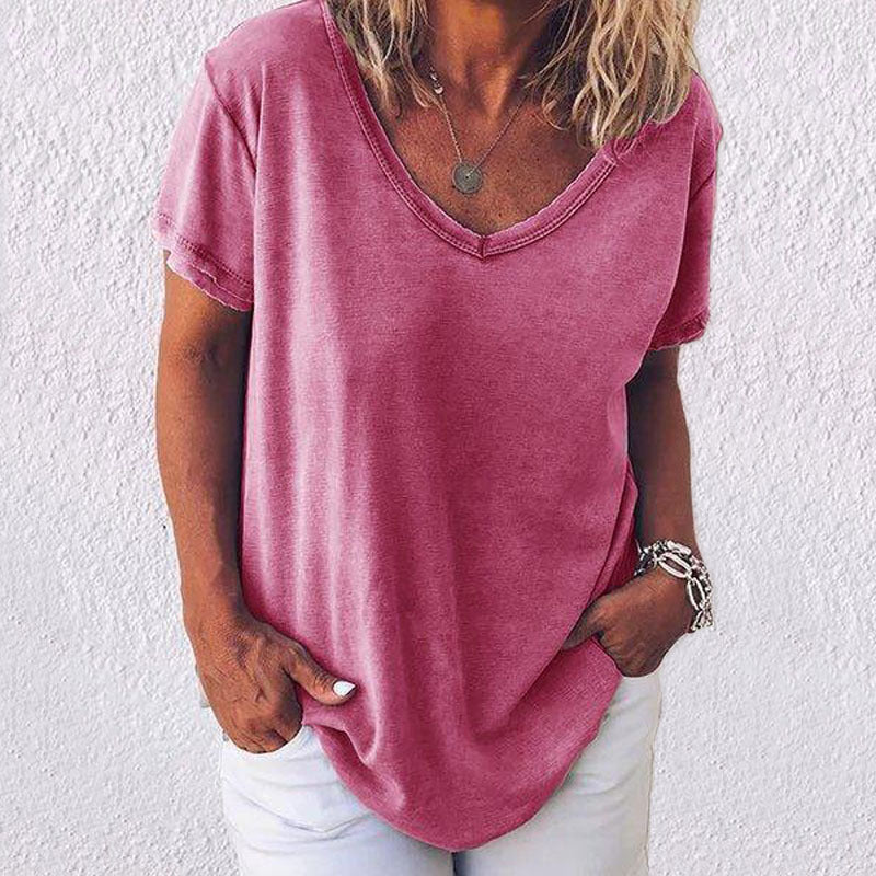 short-sleeve-paneled-cotton-v-neck-casual-t-shirts-img-show