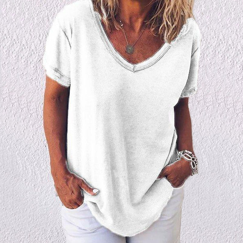short-sleeve-paneled-cotton-v-neck-casual-t-shirts-img-show