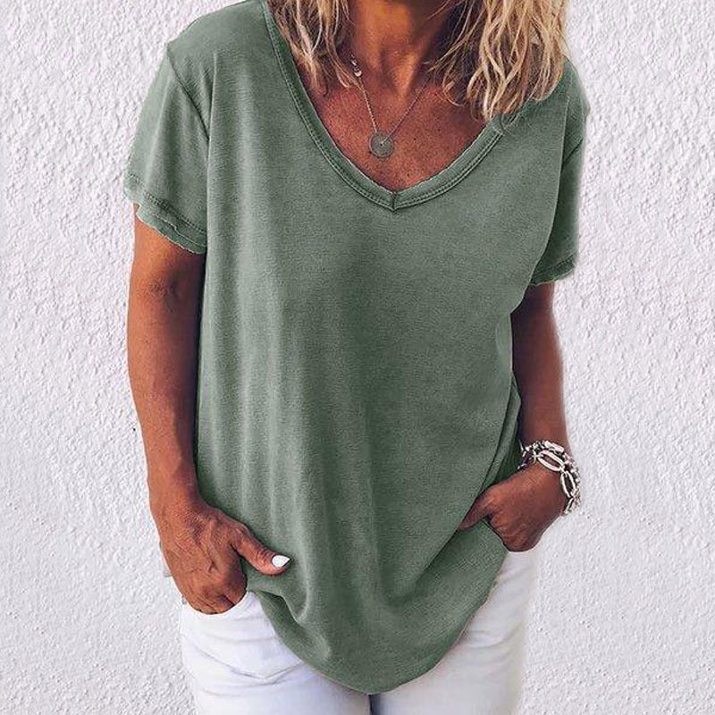 short-sleeve-paneled-cotton-v-neck-casual-t-shirts-img-show