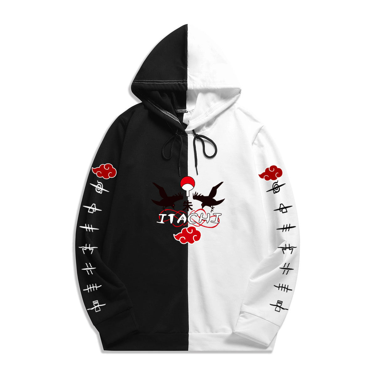 Japan Anime Naruto Itachi Splicing Printed Hoodie Sweatshirt Pullover Casual Hoodies