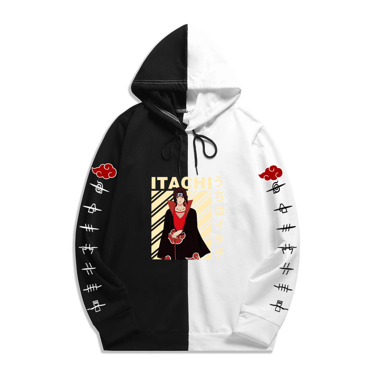 Japan Anime Naruto Itachi Splicing Printed Hoodie Sweatshirt Pullover Casual Hoodies
