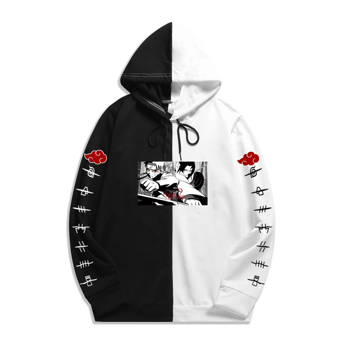 Japan Anime Naruto Itachi Splicing Printed Hoodie Sweatshirt Pullover Casual Hoodies