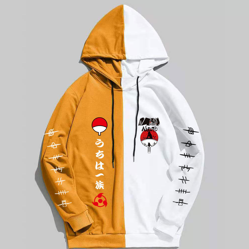 Japan Anime Naruto Itachi Splicing Printed Hoodie Sweatshirt Pullover Casual Hoodies