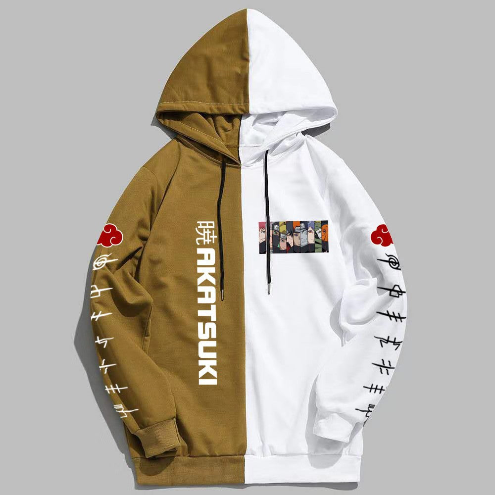 Japan Anime Naruto Itachi Splicing Printed Hoodie Sweatshirt Pullover Casual Hoodies