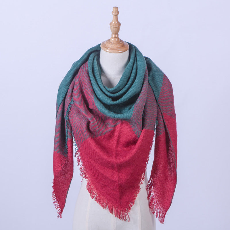 Classic stitching creative triangle scarf yarn plaid scarf - Loritta