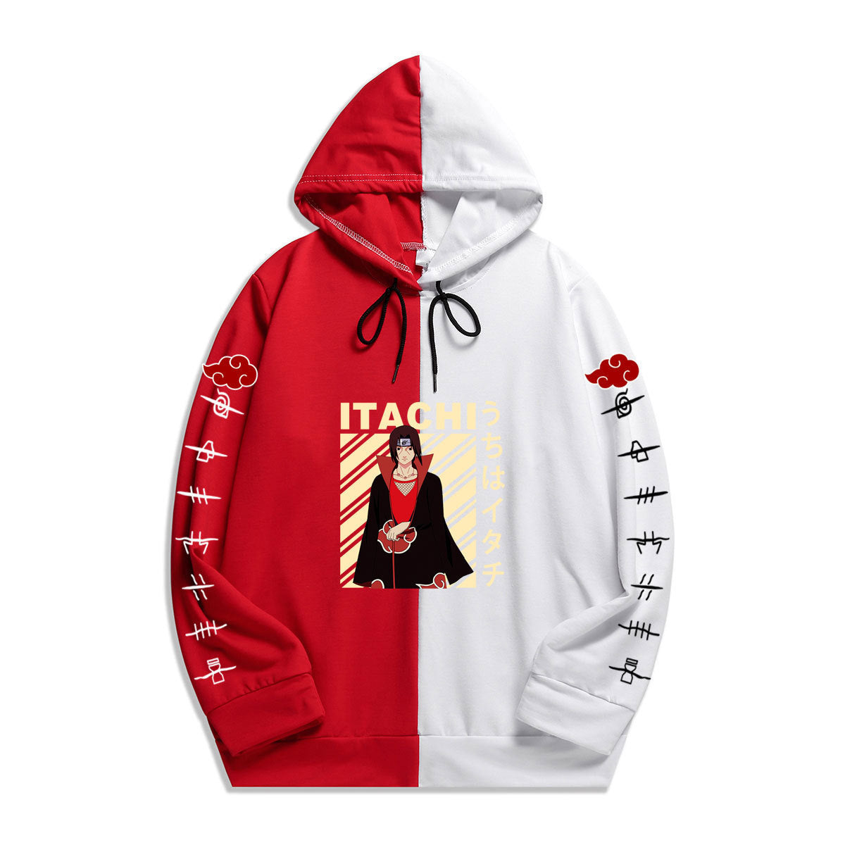 Japan Anime Naruto Itachi Splicing Printed Hoodie Sweatshirt Pullover Casual Hoodies