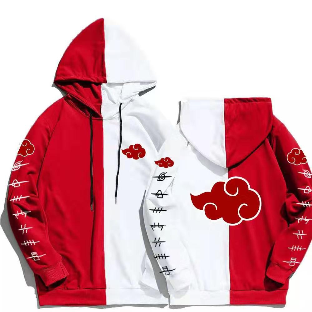 Japan Anime Naruto Itachi Splicing Printed Hoodie Sweatshirt Pullover Casual Hoodies