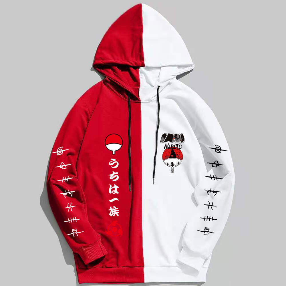 Japan Anime Naruto Itachi Splicing Printed Hoodie Sweatshirt Pullover Casual Hoodies
