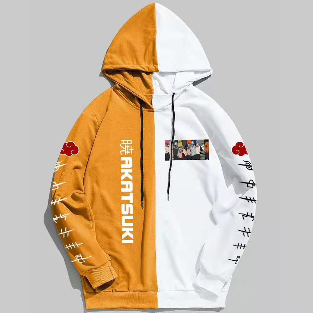 Japan Anime Naruto Itachi Splicing Printed Hoodie Sweatshirt Pullover Casual Hoodies