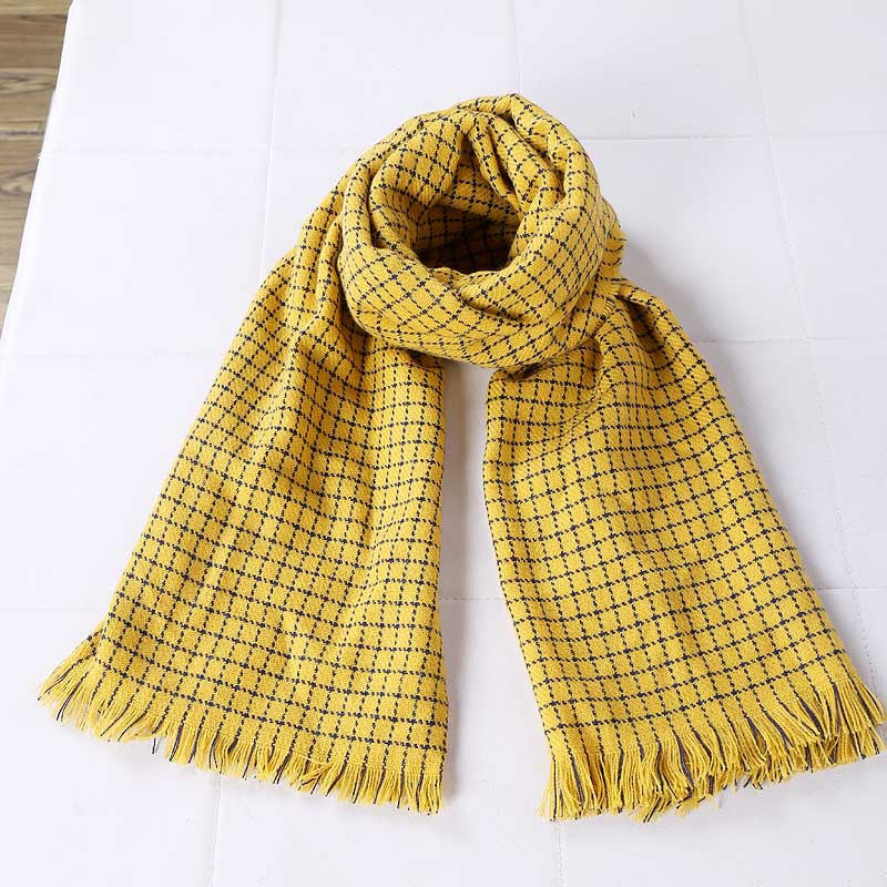 Small fresh cashmere double-sided small checkered long scarf all-match - Loritta