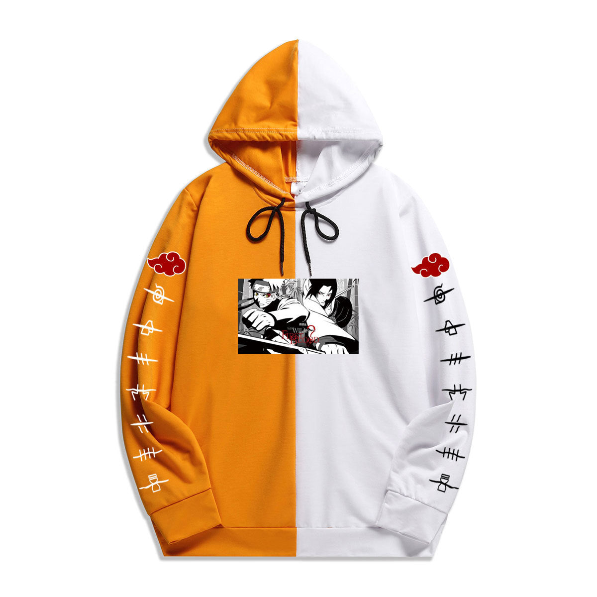 Japan Anime Naruto Itachi Splicing Printed Hoodie Sweatshirt Pullover Casual Hoodies