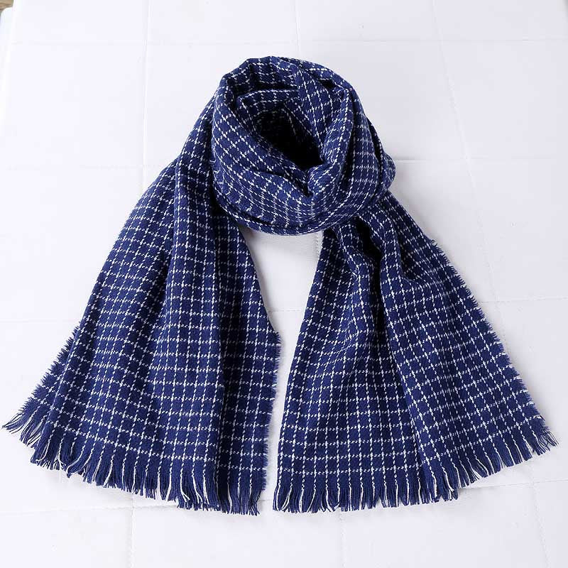 Small fresh cashmere double-sided small checkered long scarf all-match - Loritta