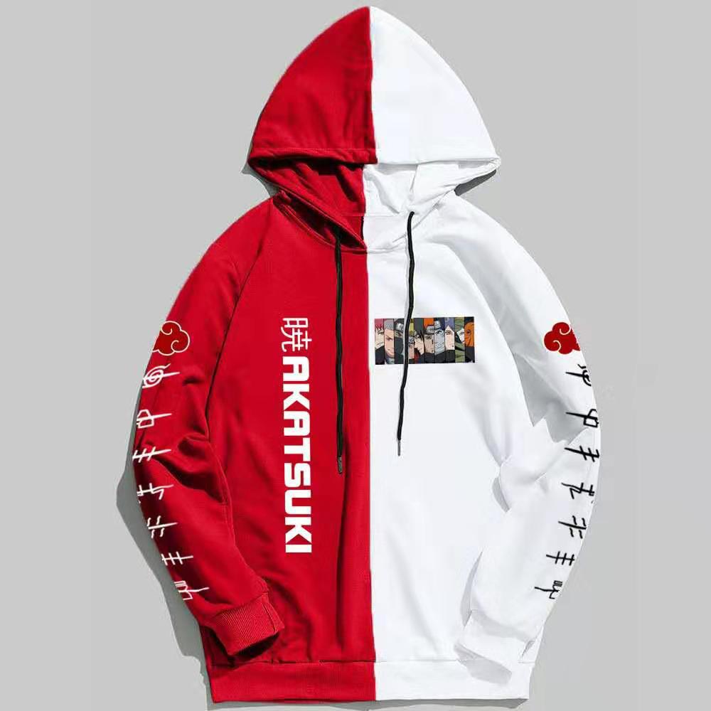 Japan Anime Naruto Itachi Splicing Printed Hoodie Sweatshirt Pullover Casual Hoodies