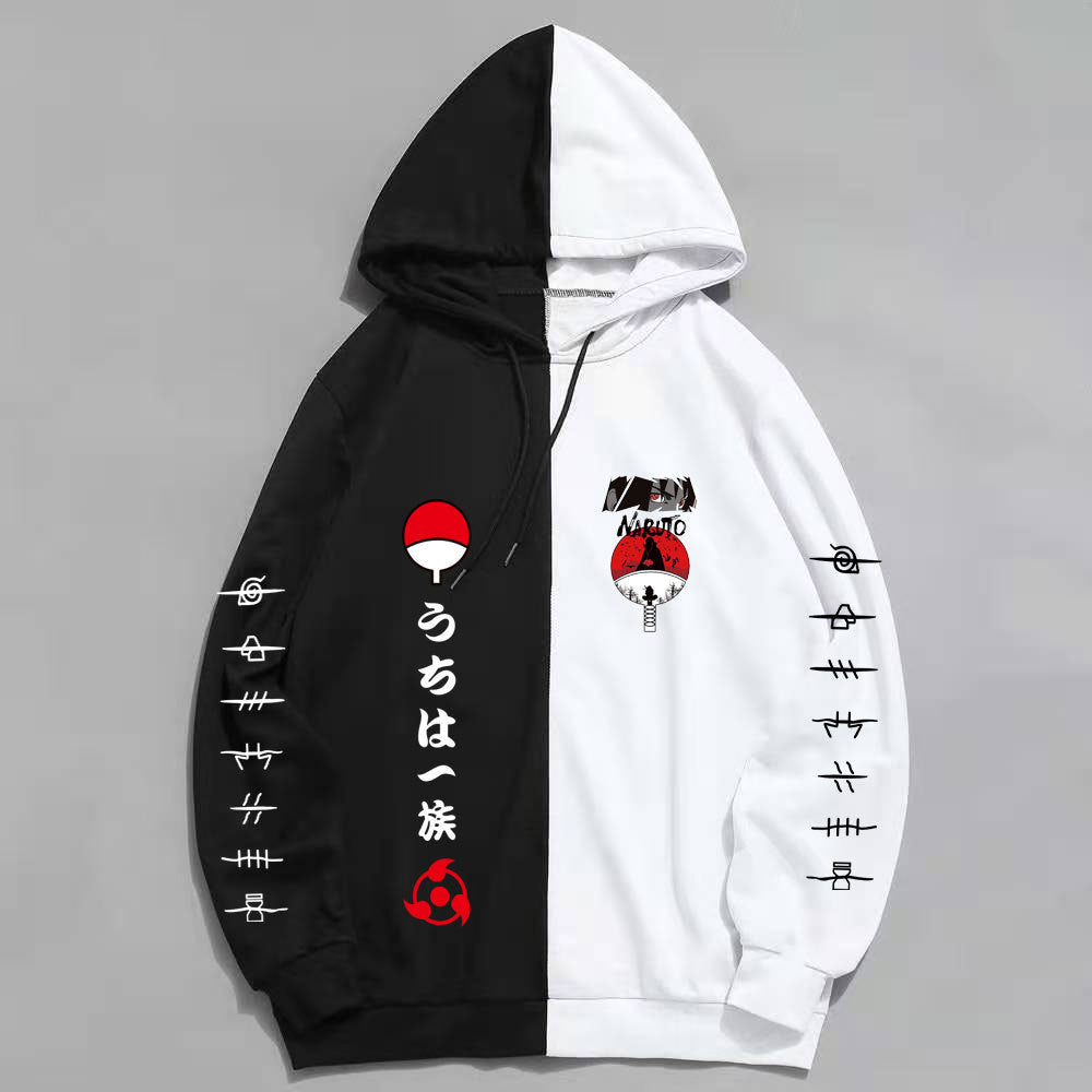 Japan Anime Naruto Itachi Splicing Printed Hoodie Sweatshirt Pullover Casual Hoodies