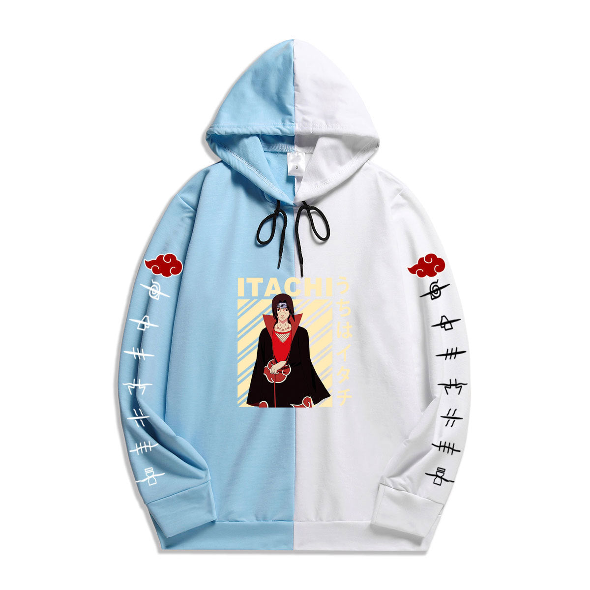 Japan Anime Naruto Itachi Splicing Printed Hoodie Sweatshirt Pullover Casual Hoodies