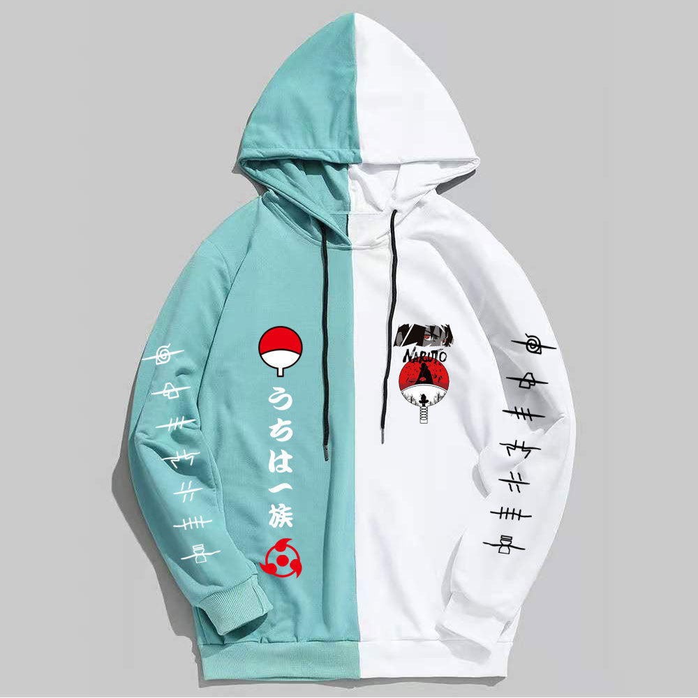 Japan Anime Naruto Itachi Splicing Printed Hoodie Sweatshirt Pullover Casual Hoodies